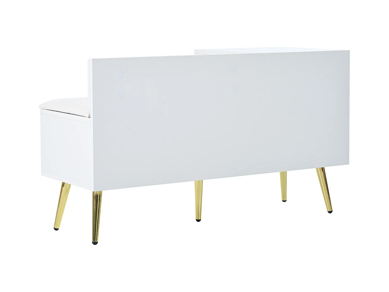 Meuble à chaussures blanc avec 1 porte et banc rembourré, pieds en métal 100x38x58cm