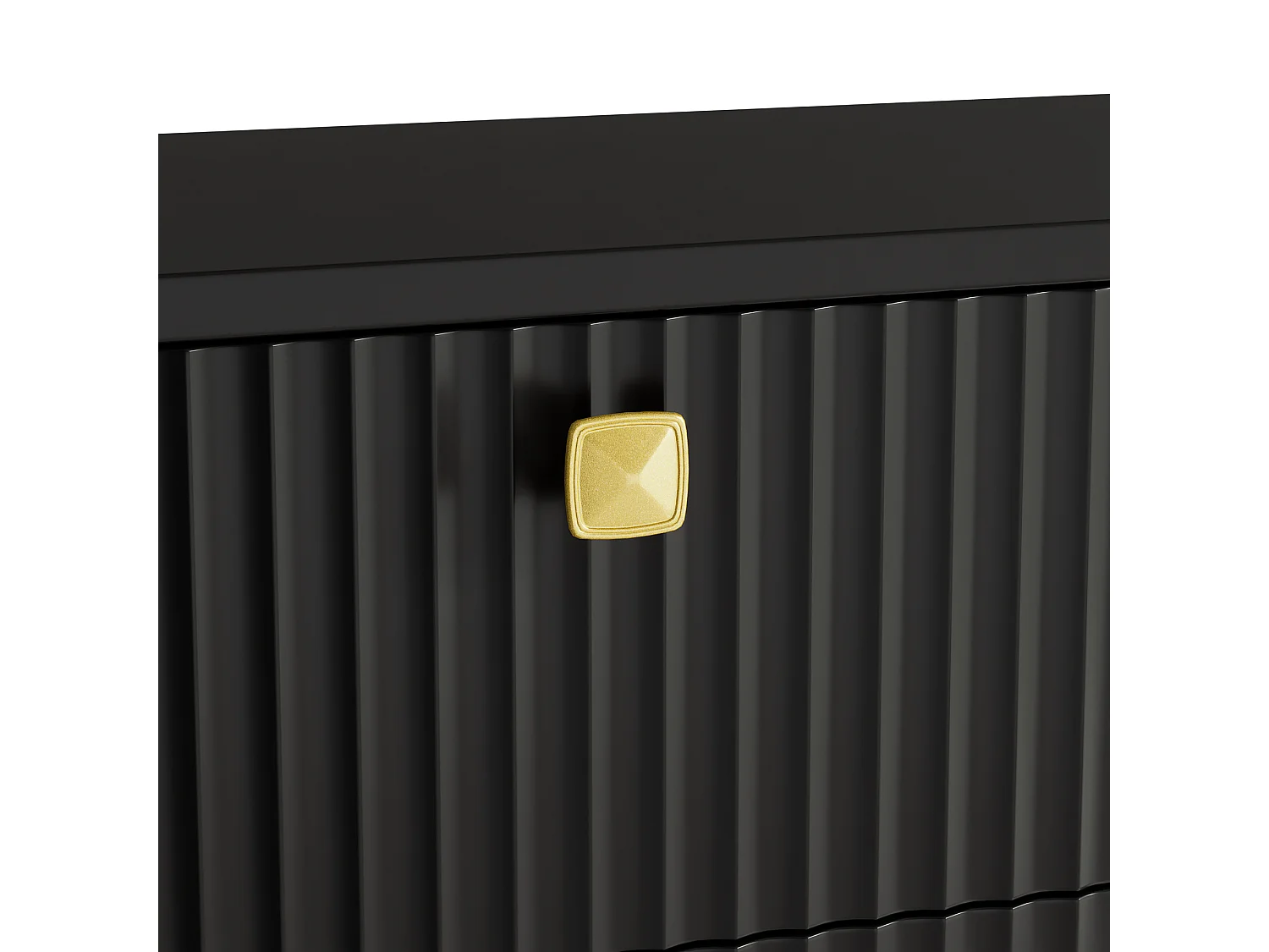 Zwarte schoenenkast met 1 lade en 4 deuren, gouden poten 90x25x121cm