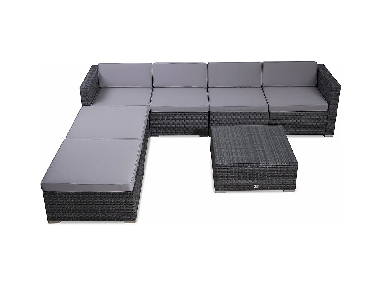 SVITA LUGANO XL salon de jardin en rotin canapé de jardin gris