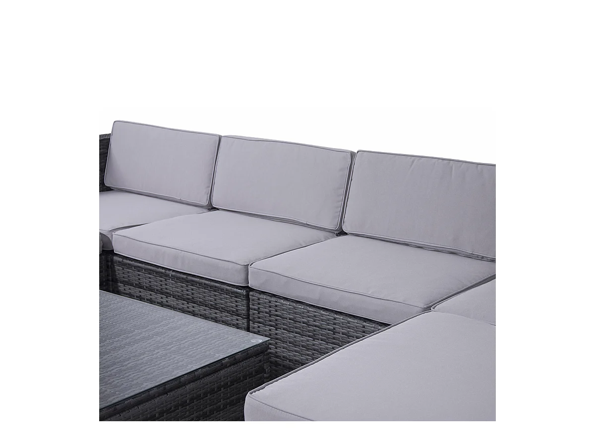 SVITA LUGANO XL salon de jardin en rotin canapé de jardin gris