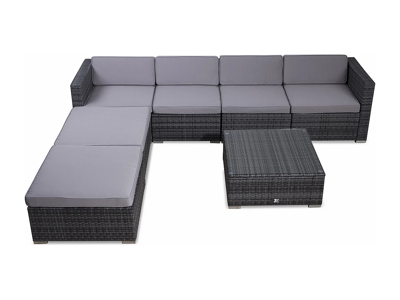 SVITA LUGANO XL salon de jardin en rotin canapé de jardin gris