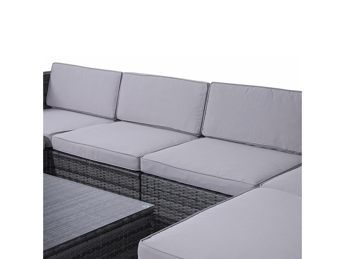 SVITA LUGANO XL salon de jardin en rotin canapé de jardin gris