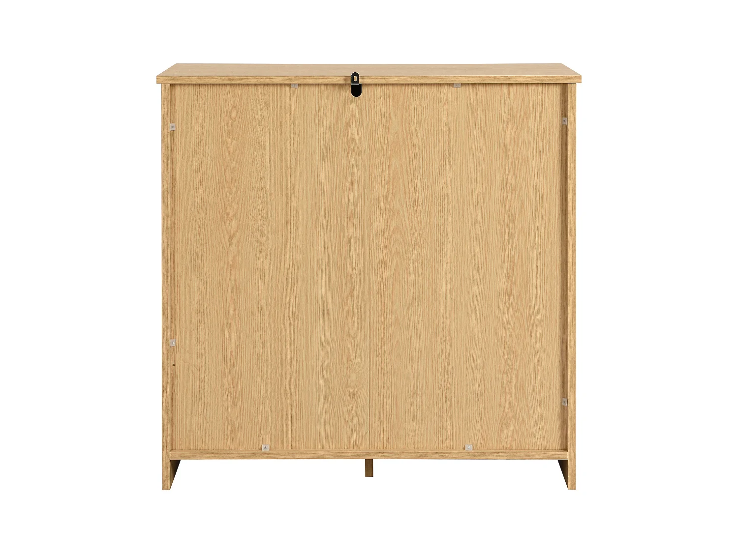Commode naturelle claire avec 4 tiroirs en rotin et poignées en bois, 80x38x80cm