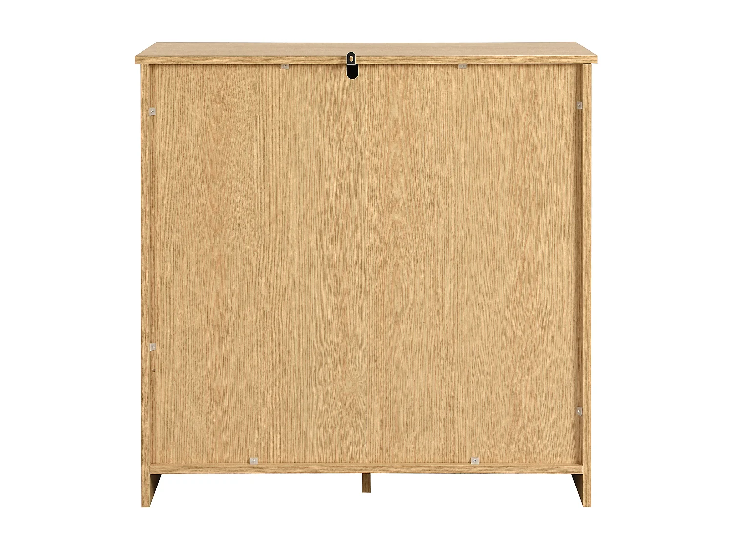 Commode naturelle claire avec 4 tiroirs en rotin et poignées en bois, 80x38x80cm