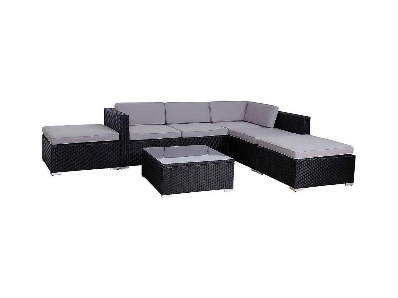 SVITA LUGANO XL salon de jardin en rotin canapé de jardin noir