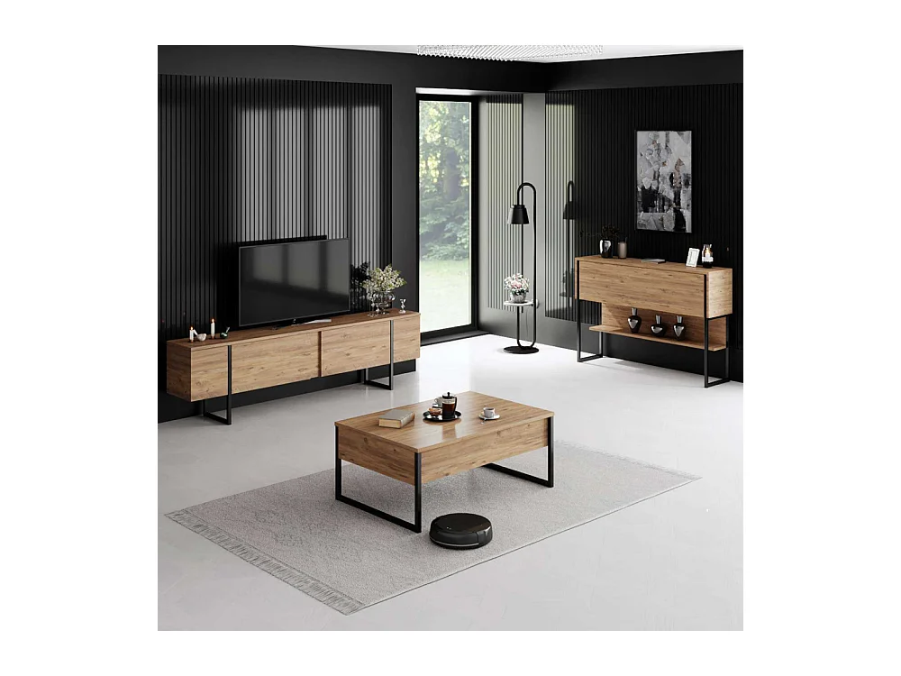 Meuble TV en aggloméré et métal Luxe