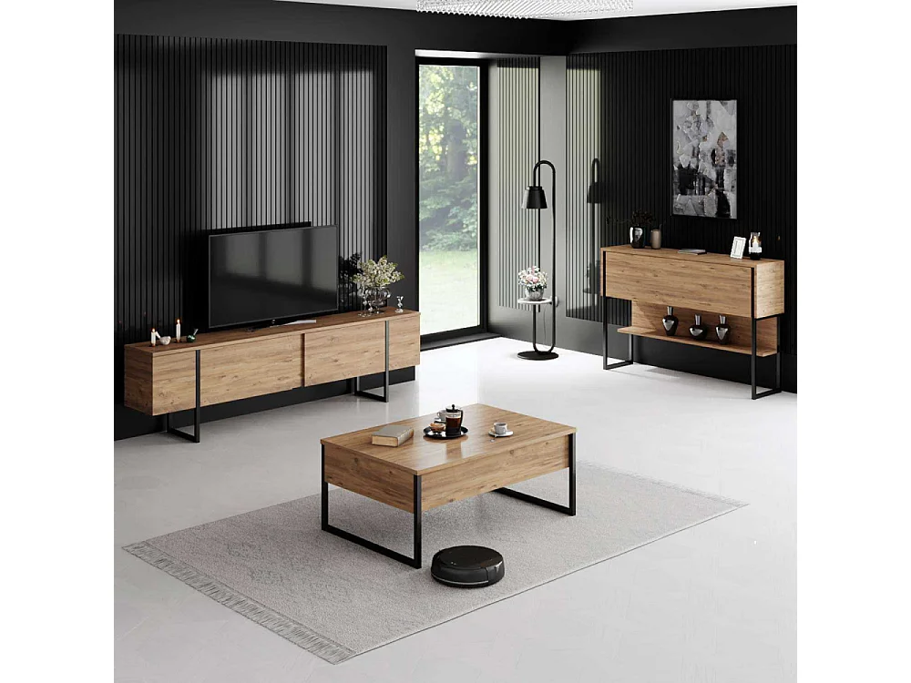 Meuble TV en aggloméré et métal Luxe