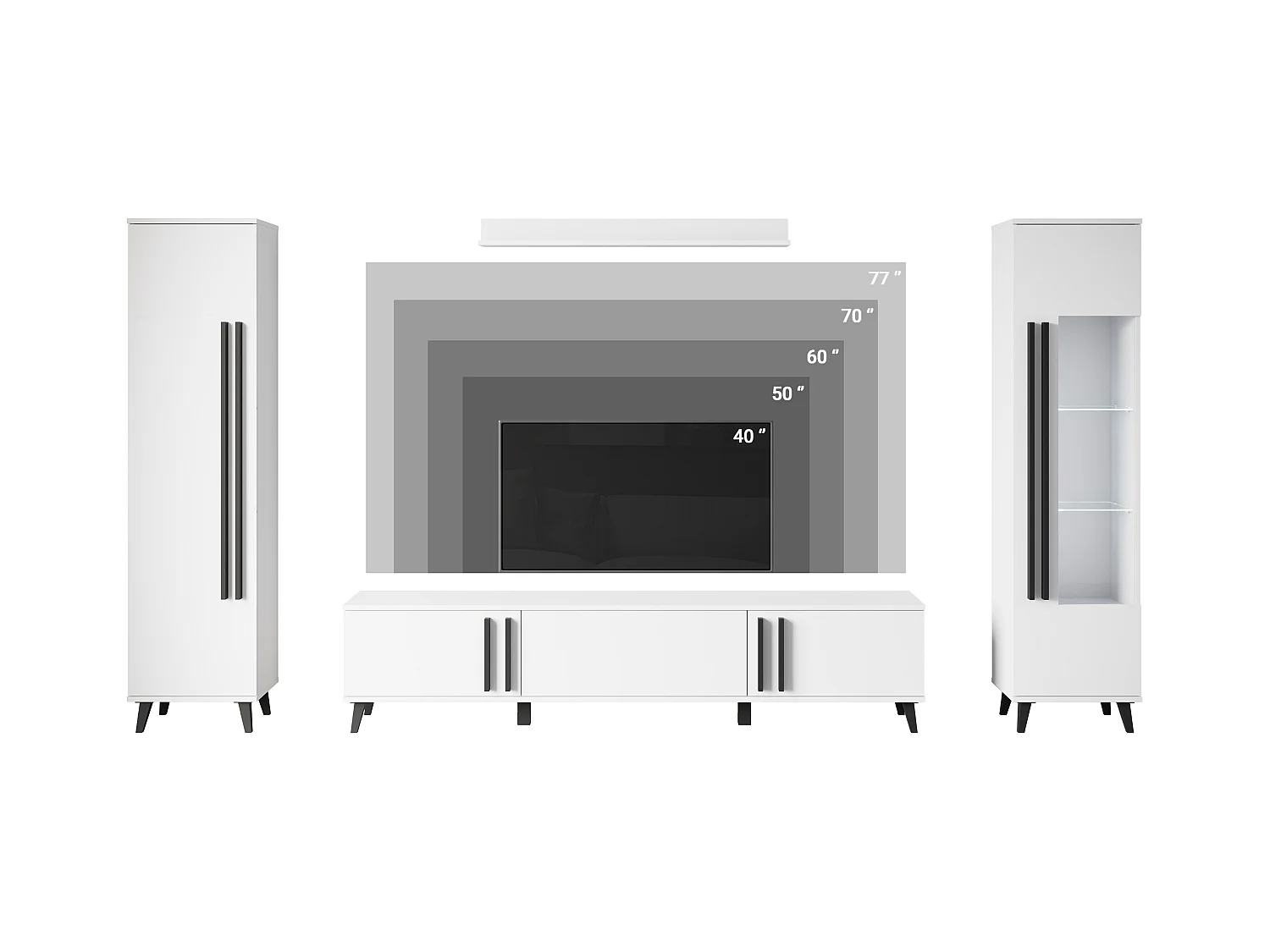 MINIO go for it, Meuble mural HURON II chêne artisan/noir avec éclairage LED