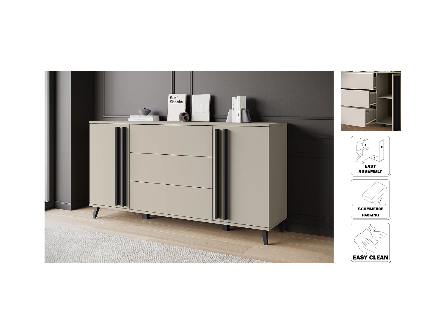 MINIO go for it, Commode HURON 150 cm congo/noir