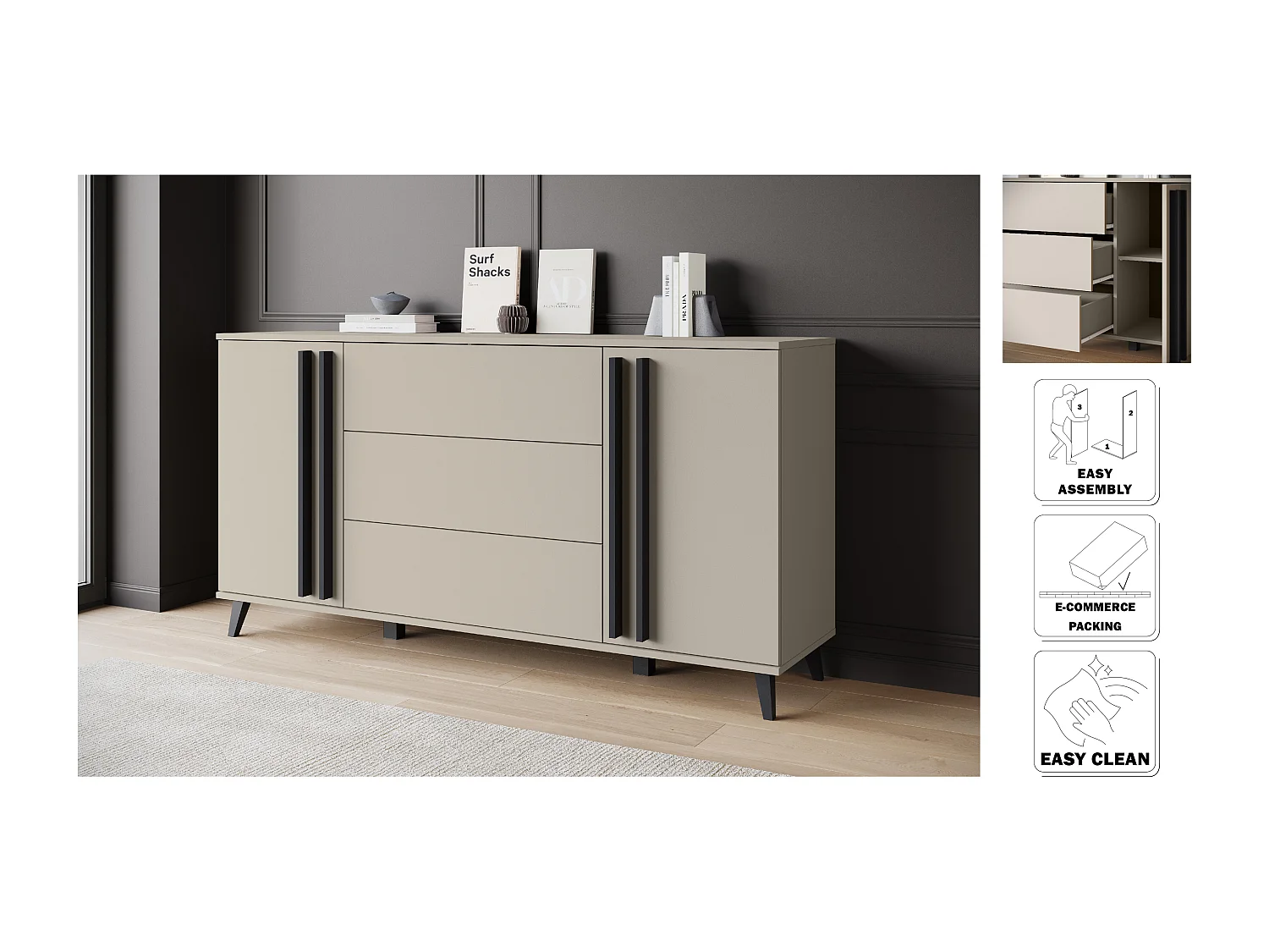 MINIO go for it, Commode HURON 150 cm congo/noir