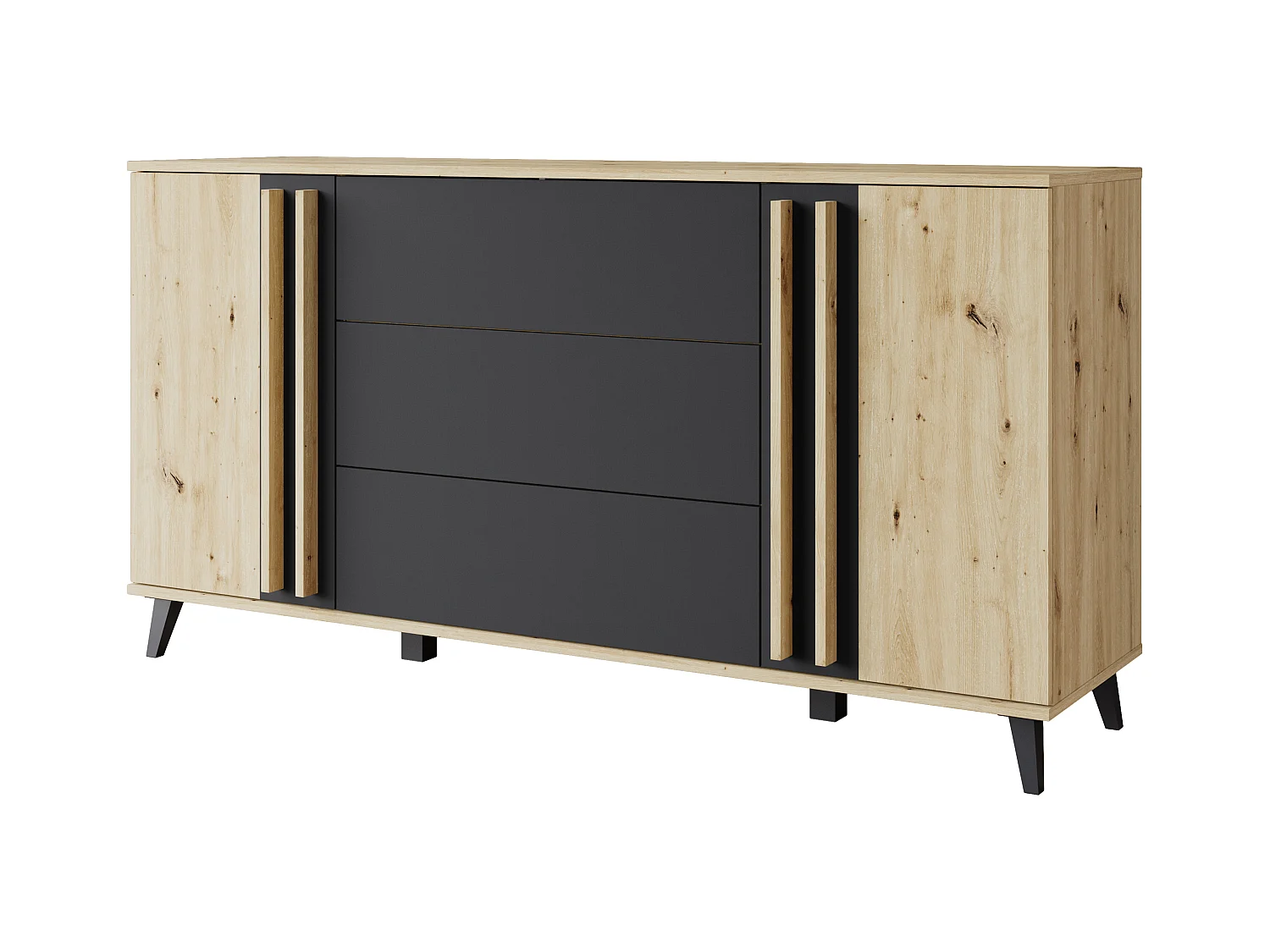 MINIO go for it, Kommode HURON 150 cm Eiche Artisan/Schwarz