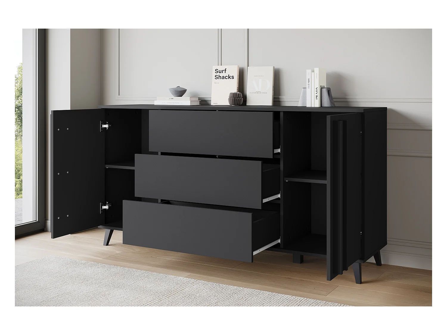 MINIO go for it, Kommode HURON 150 cm Schwarz