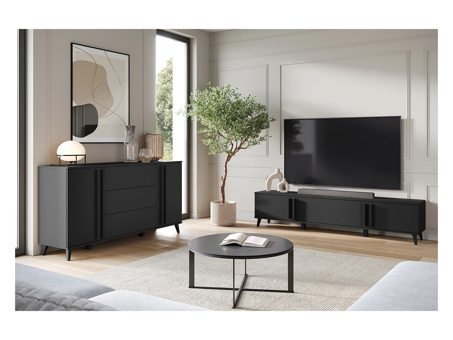 MINIO go for it, Kommode HURON 150 cm Schwarz