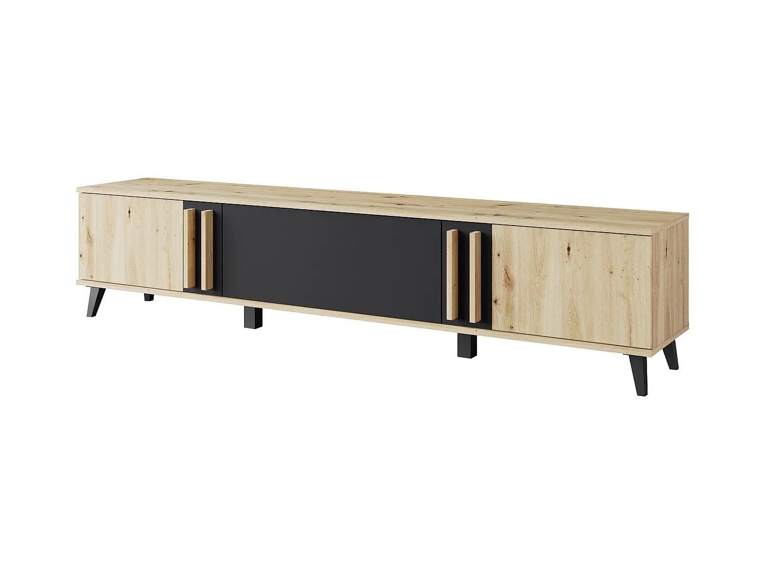 MINIO go for it, Meuble TV HURON 180 cm chêne artisan/noir