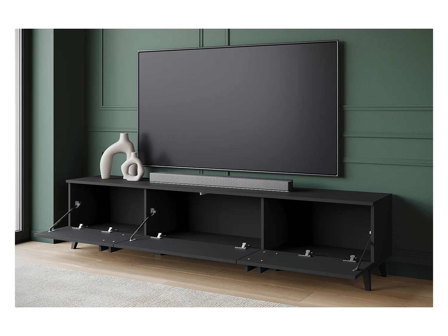 MINIO go for it, Meuble TV HURON 180 cm noir
