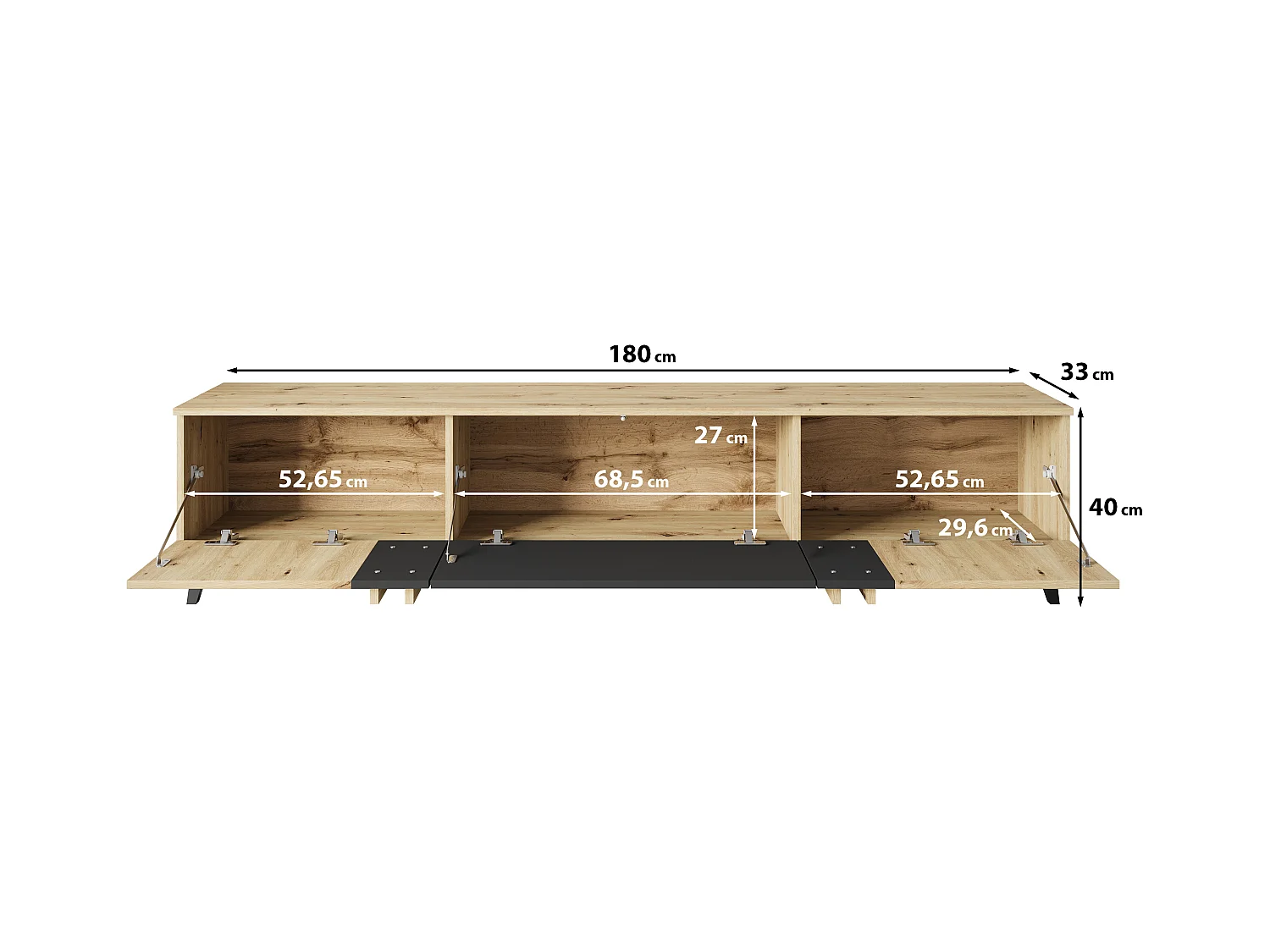 MINIO go for it, Meuble TV HURON 180 cm noir
