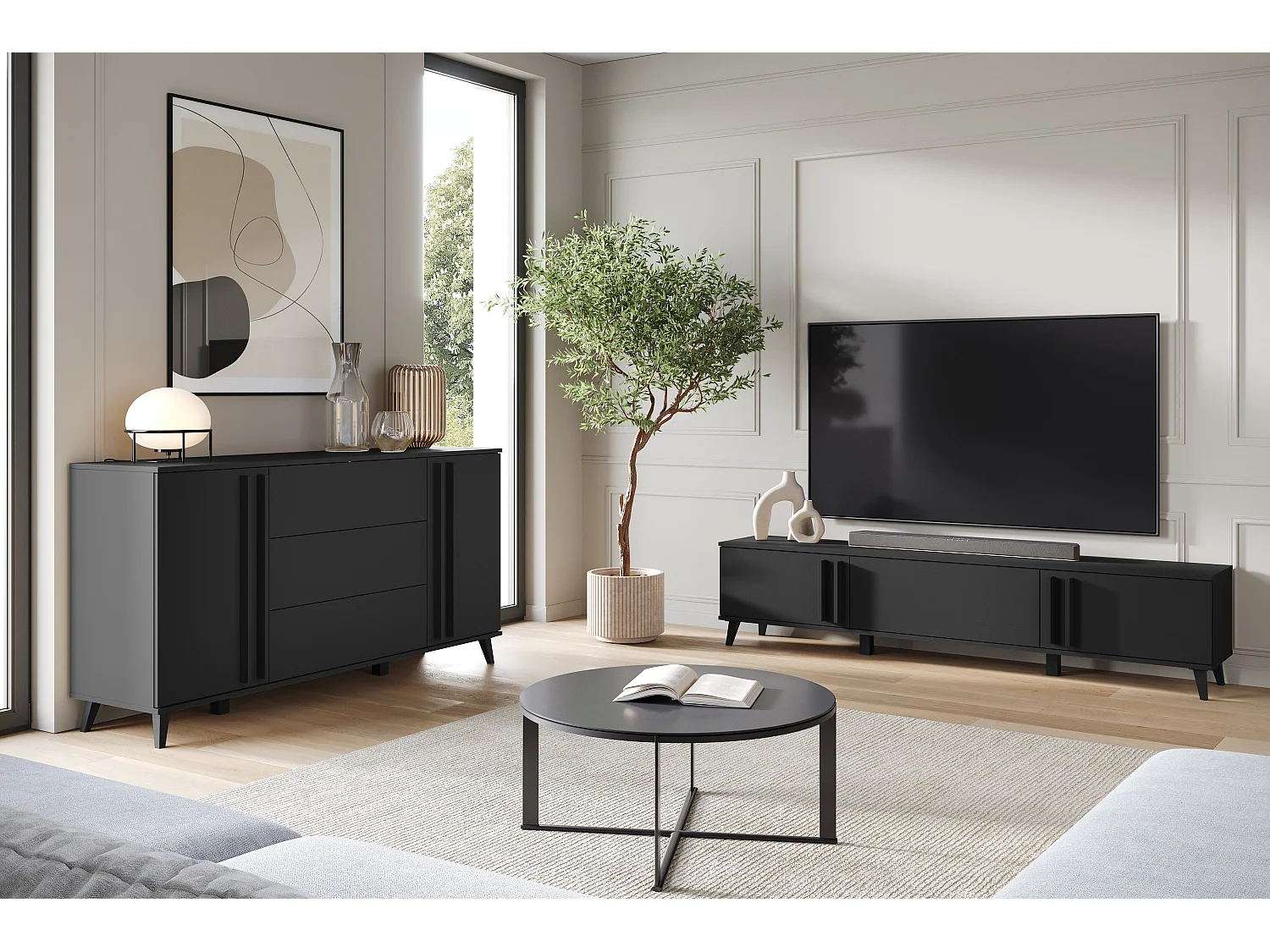 MINIO go for it, tv-meubel HURON 180 cm zwart