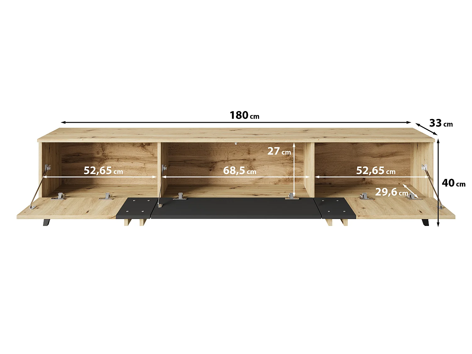 MINIO go for it, tv-meubel HURON 180 cm zwart