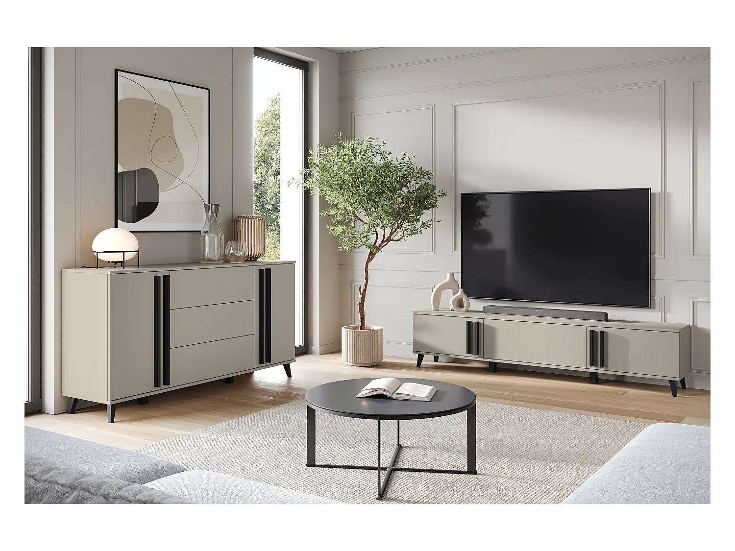 MINIO go for it, Szafka rtv HURON 180 cm congo/czarny