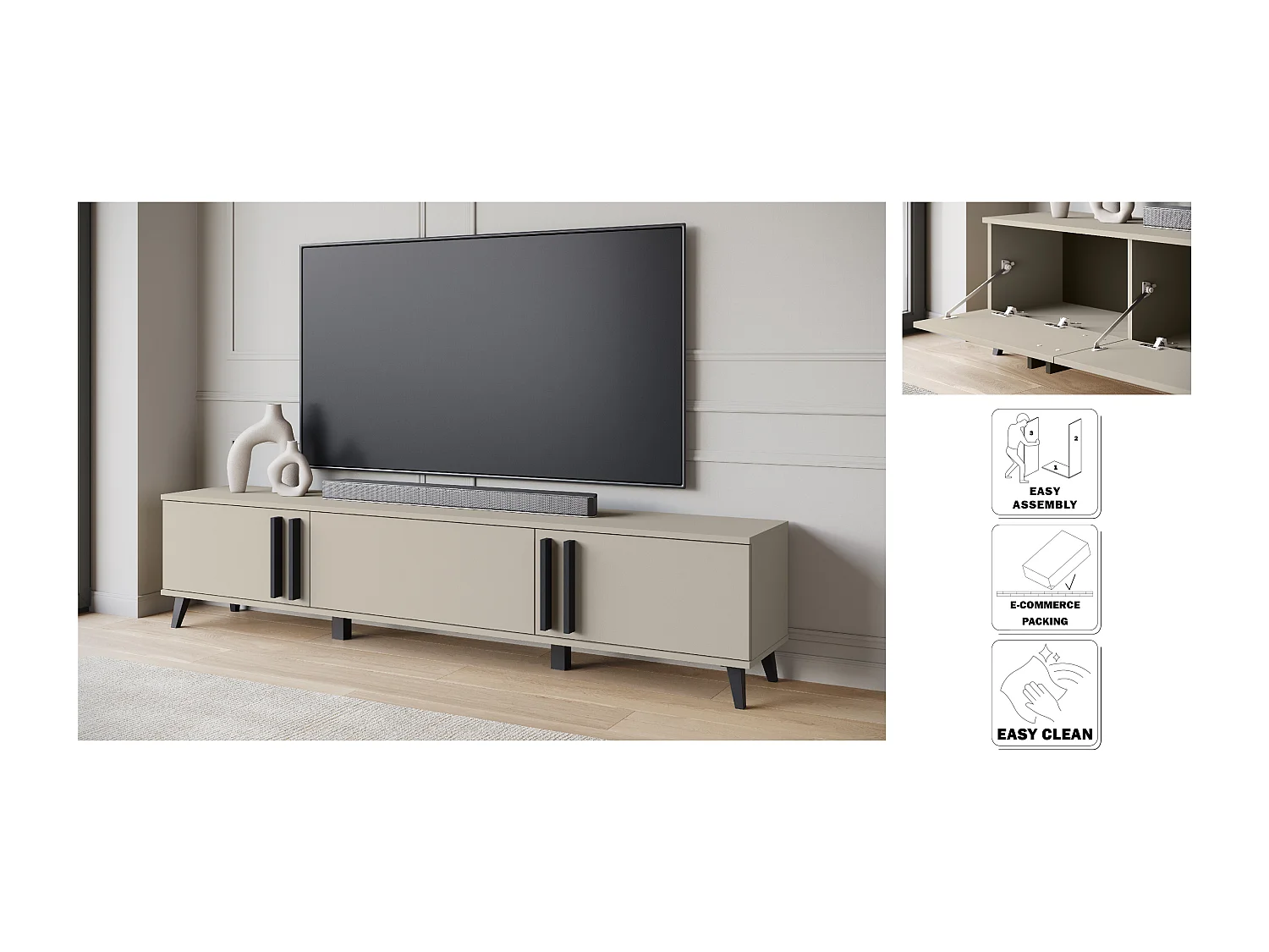 MINIO go for it, Szafka rtv HURON 180 cm congo/czarny