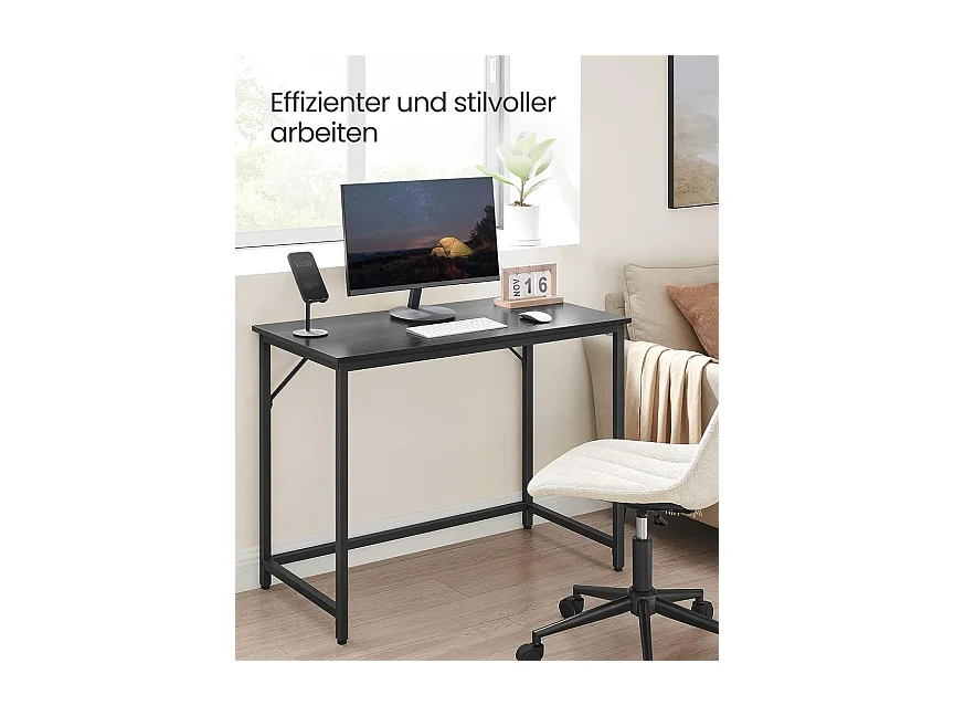 Biurko, małe biurko komputerowe, biurko biurowe, do nauki, sypialnia, 50 x 100 x 75 cm, projekt przemysłowy, metalowa rama, czar