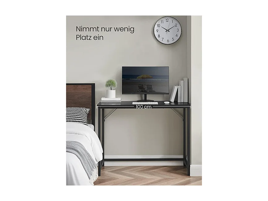 Biurko, małe biurko komputerowe, biurko biurowe, do nauki, sypialnia, 50 x 100 x 75 cm, projekt przemysłowy, metalowa rama, czar