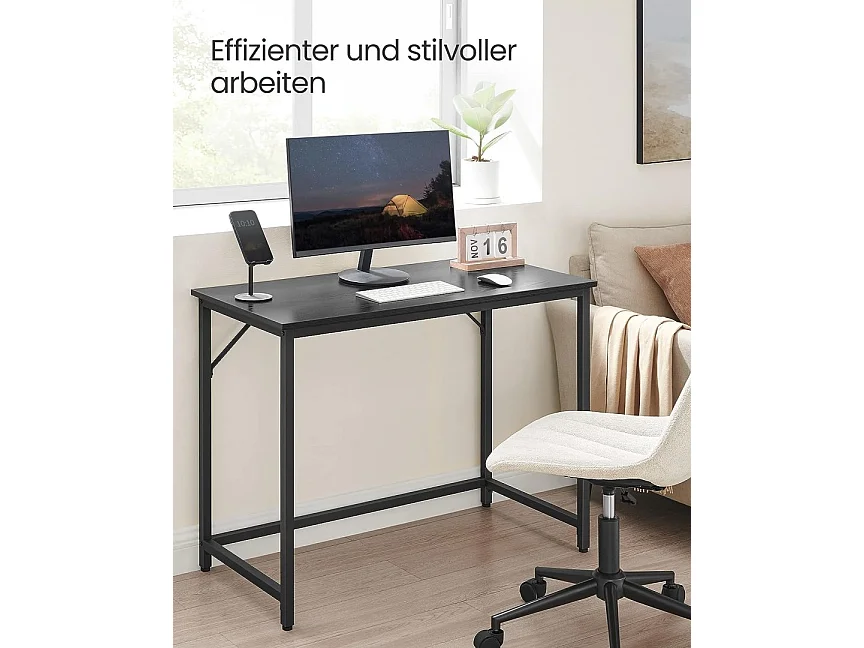 Biurko, małe biurko komputerowe, biurko biurowe, do nauki, sypialnia, 50 x 100 x 75 cm, projekt przemysłowy, metalowa rama, czar