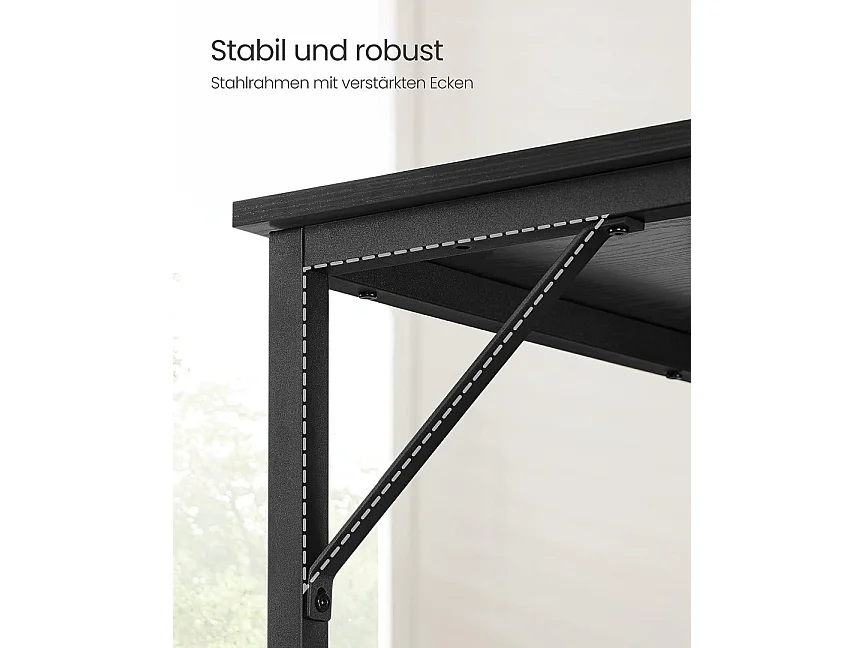 Biurko, małe biurko komputerowe, biurko biurowe, do nauki, sypialnia, 50 x 100 x 75 cm, projekt przemysłowy, metalowa rama, czar