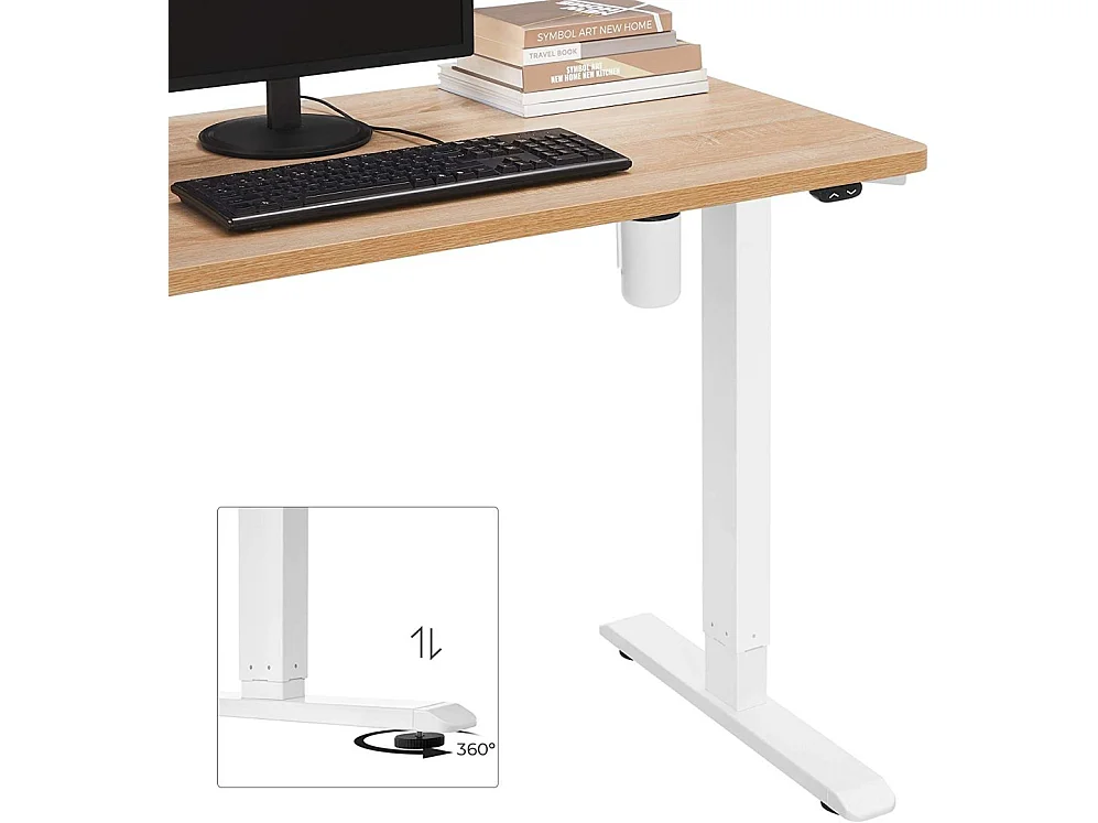 SONGMICS Table Frame, Freely Height-Adjustable, Desk Frame, Electric Desk, Table Stand with Motor, Length Adjustable, Steel, White