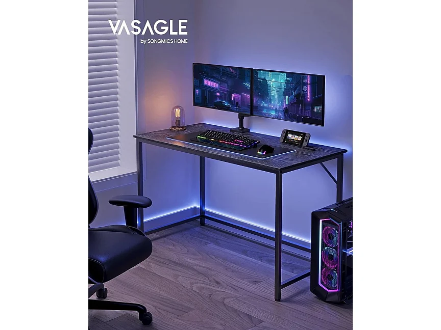 Biurko, mały stolik komputerowy, biurko do pokoju do pracy, sypialni, 60 x 120 x 75 cm, wzornictwo przemysłowe, metalowa rama, c