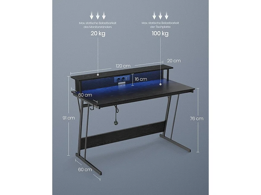 Spillebord med LED-belysning