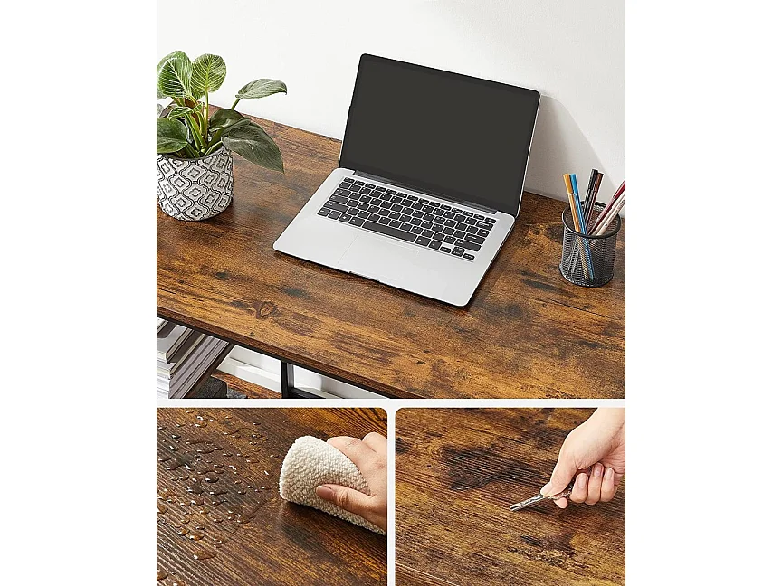 Biurko Komputerowe Biurko Pc Stół Biurowy Z 2 Półkami Po Prawej Lub Lewej Stronie Do Salonu Biurowego Stalowa Rama Wzornictwo Pr