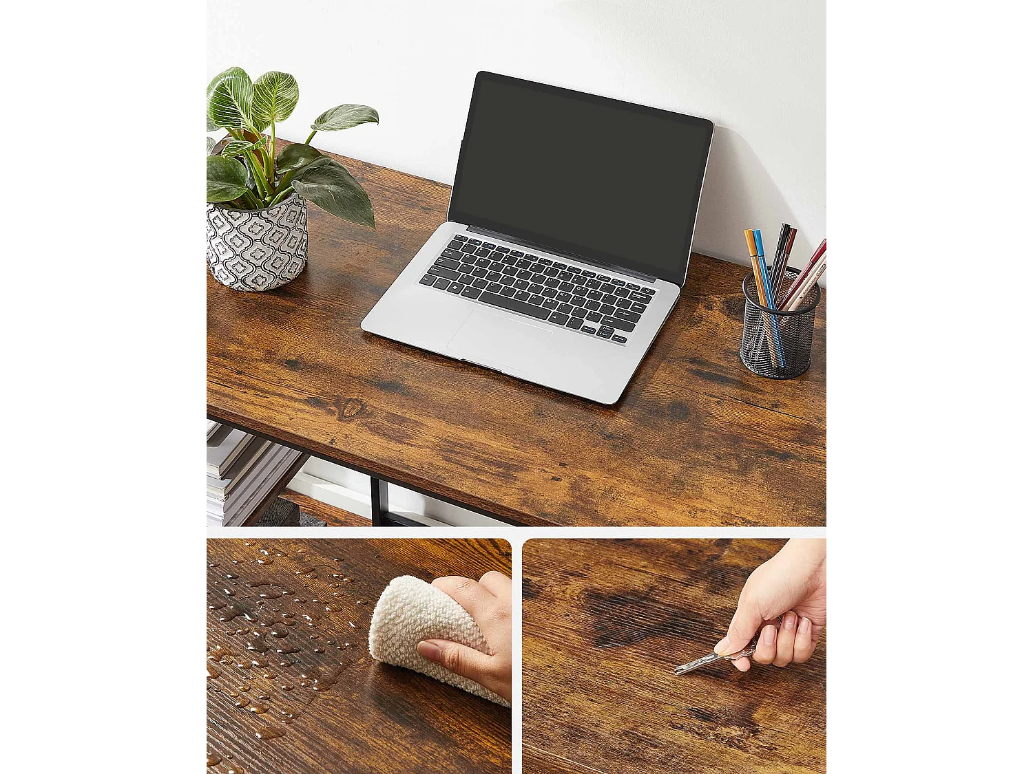 Biurko Komputerowe Biurko Pc Stół Biurowy Z 2 Półkami Po Prawej Lub Lewej Stronie Do Salonu Biurowego Stalowa Rama Wzornictwo Pr