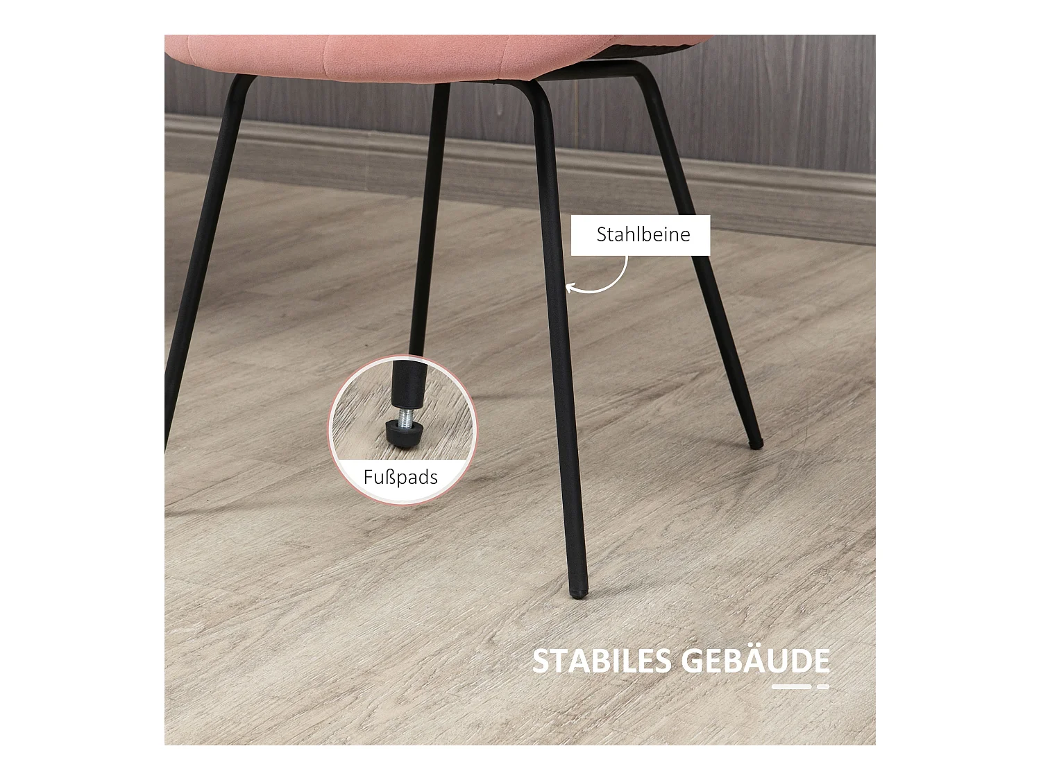 Conjunto de 2 cadeiras de veludo rosa com encosto alto e pernas de metal estilo retrô para sala de jantar ou sala de estar 50x61x79 cm