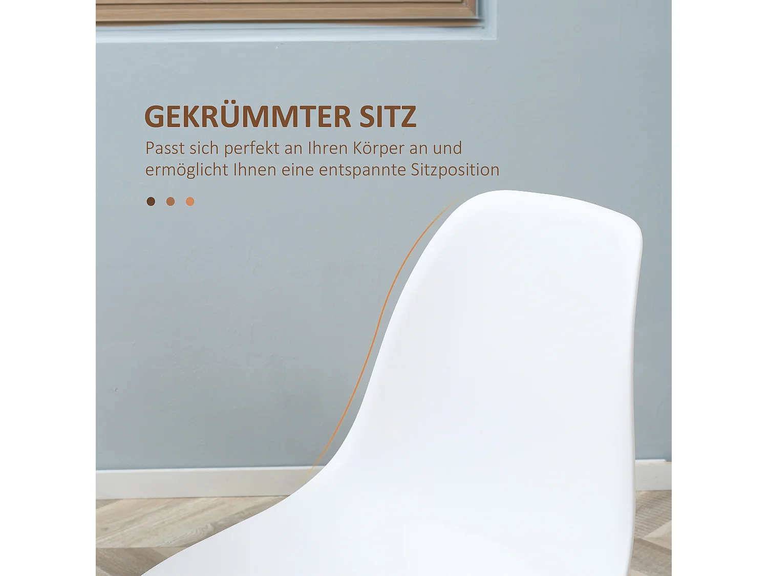 Lot 4 chaises de salle à manger en plastique avec pieds métal effet bois design moderne blanc naturel 45x52x85,5 cm