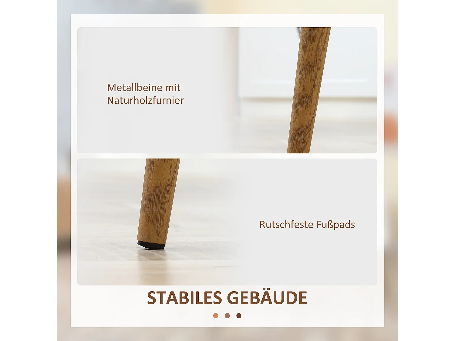 Lot 4 chaises de salle à manger en plastique avec pieds métal effet bois design moderne blanc naturel 45x52x85,5 cm