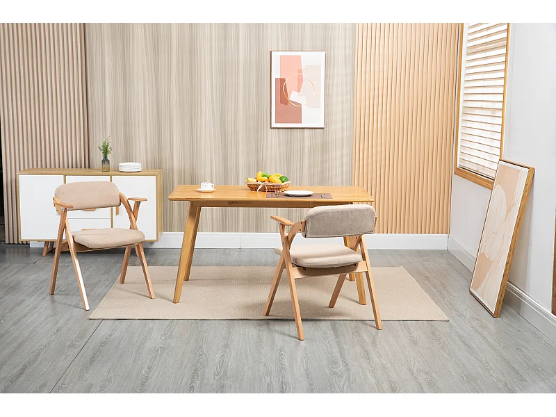 Silla plegable de madera maciza con reposabrazos y cojines juego de 2 para comedor cocina color caqui