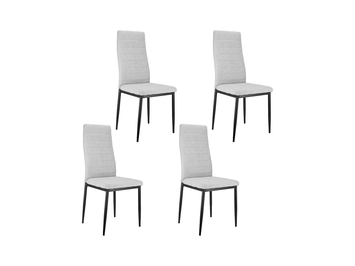 Chaise salle à manger haut dossier rembourrée tessuto grigio struttura metallo lotto de 4 ergonomica