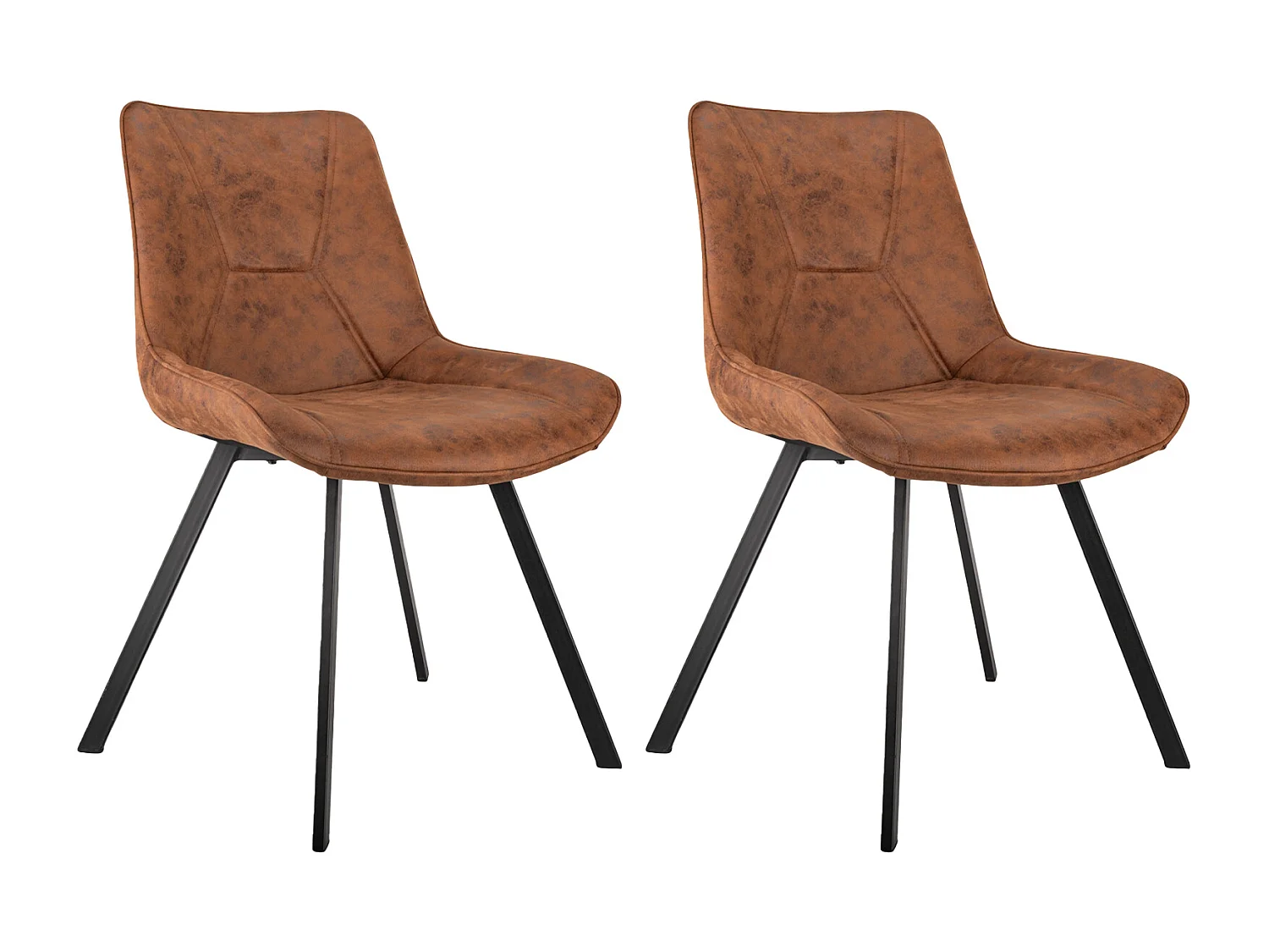 Juego de 2 sillas de comedor de piel sintética marrón con patas metálicas ergonómicas, diseño moderno para salón u oficina