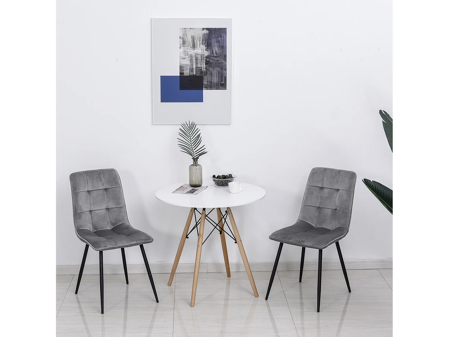 Lotto di 2 sedie a sdraio in tessuto poliestere con mousse e quadro in metallo grigio 45x63x90 cm