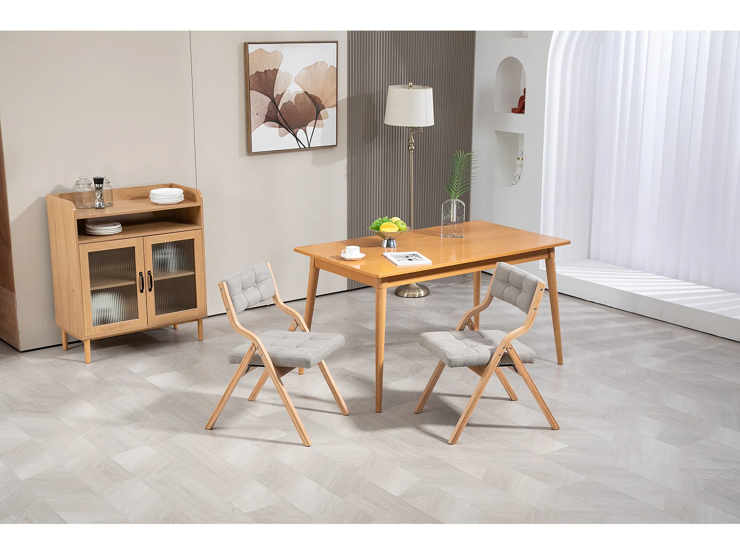 Chaises pliantes bois avec coussin lot de 2 assise large confort cuisine bureau mariage gris