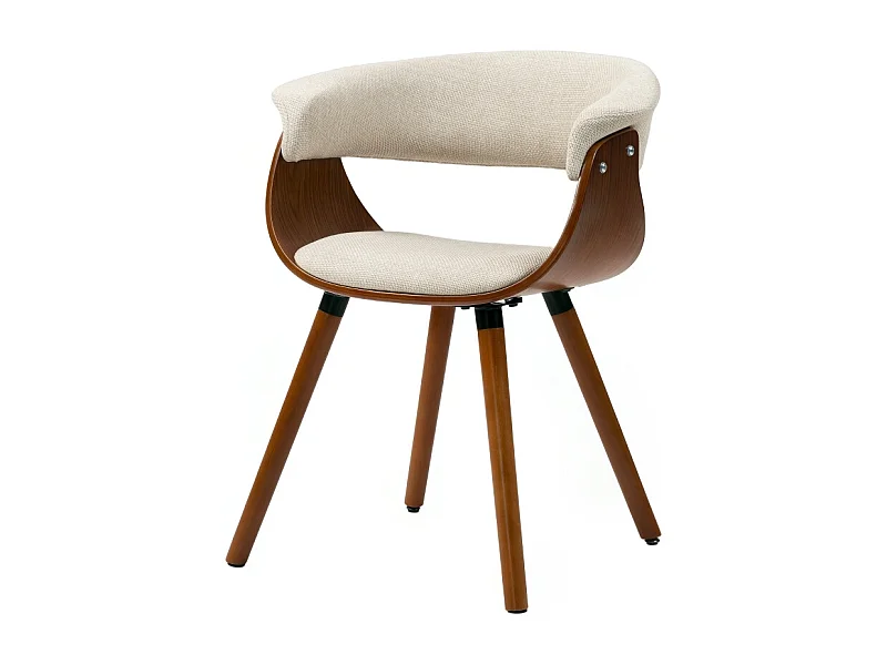 Silla de comedor lino poliéster patas madera diseño cómodo beige 62x55x75 cm