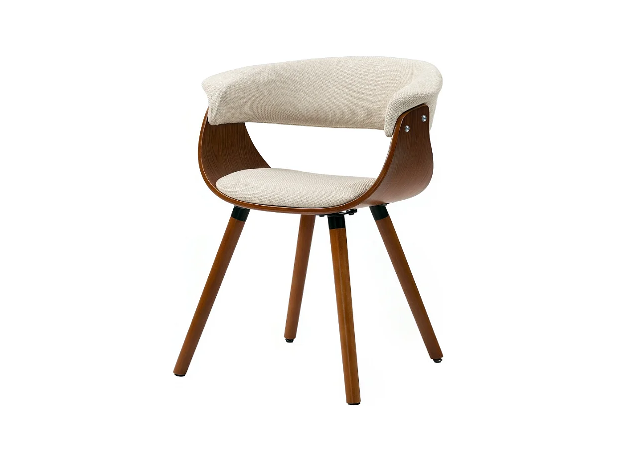 Cadeira de jantar linho poliéster pernas de madeira design confortável bege 62x55x75 cm