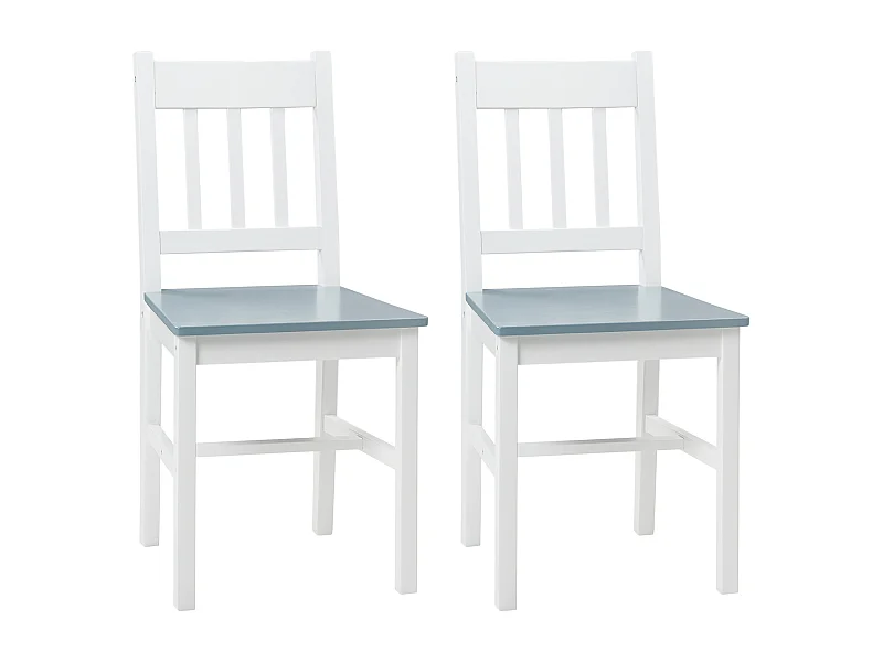 Conjunto de 2 cadeiras de jantar em pinho maciço com encosto em madeira cinza, cadeira de escritório para cozinha 41x46,5x85,5 cm