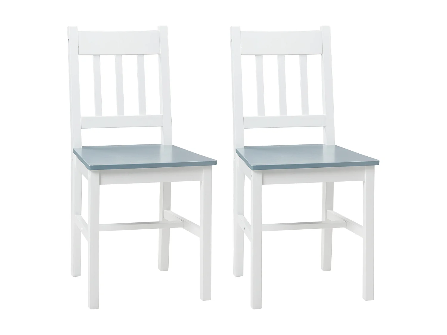 Lot 2 chaises salle à manger en pin massif dossier bois gris chaise cuisine bureau 41x46,5x85,5 cm