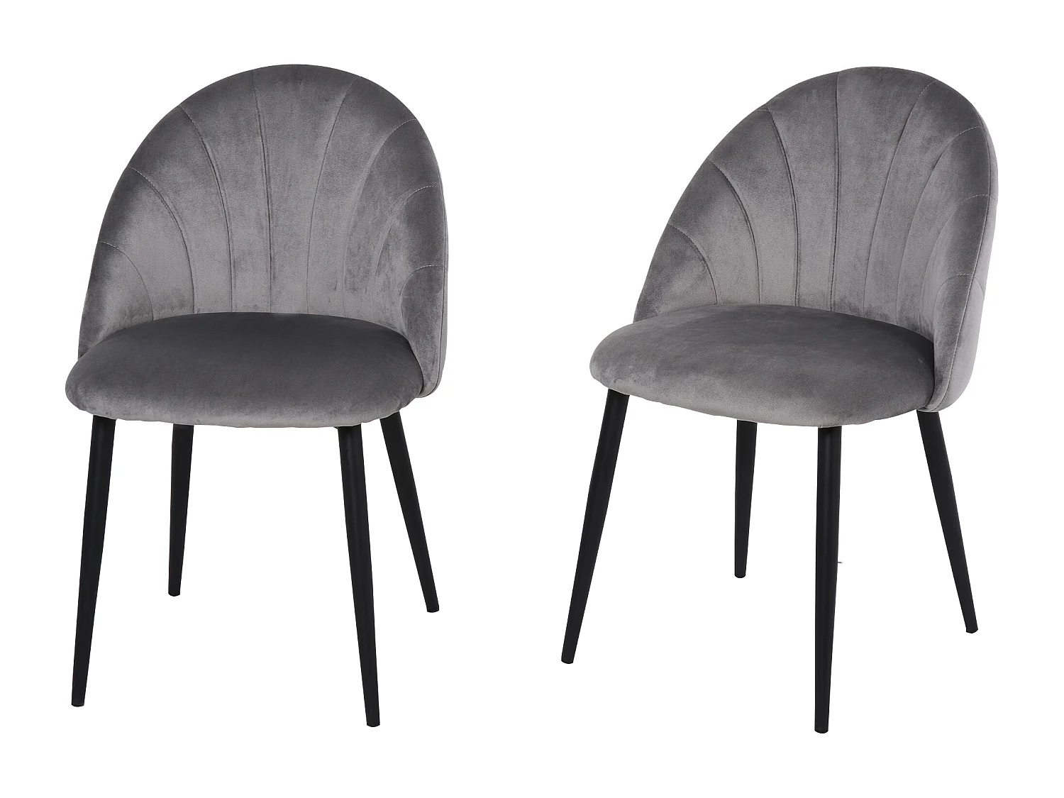 Lot 2 chaises salle à manger scandinave tissu velours gris métal confort 52x54x79 cm