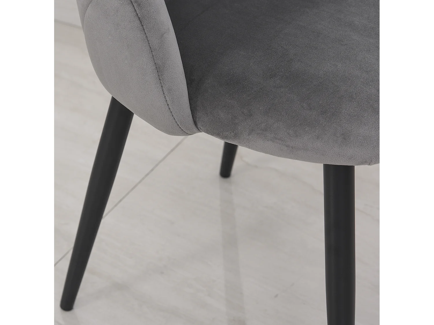 Lot 2 chaises salle à manger scandinave tissu velours gris métal confort 52x54x79 cm