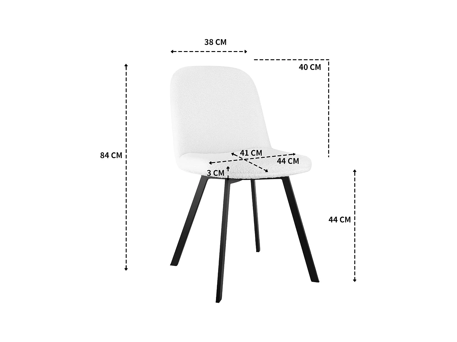 Chaise salle à manger Teddy-Fleece douce rembourrée struttura métal stabile beige