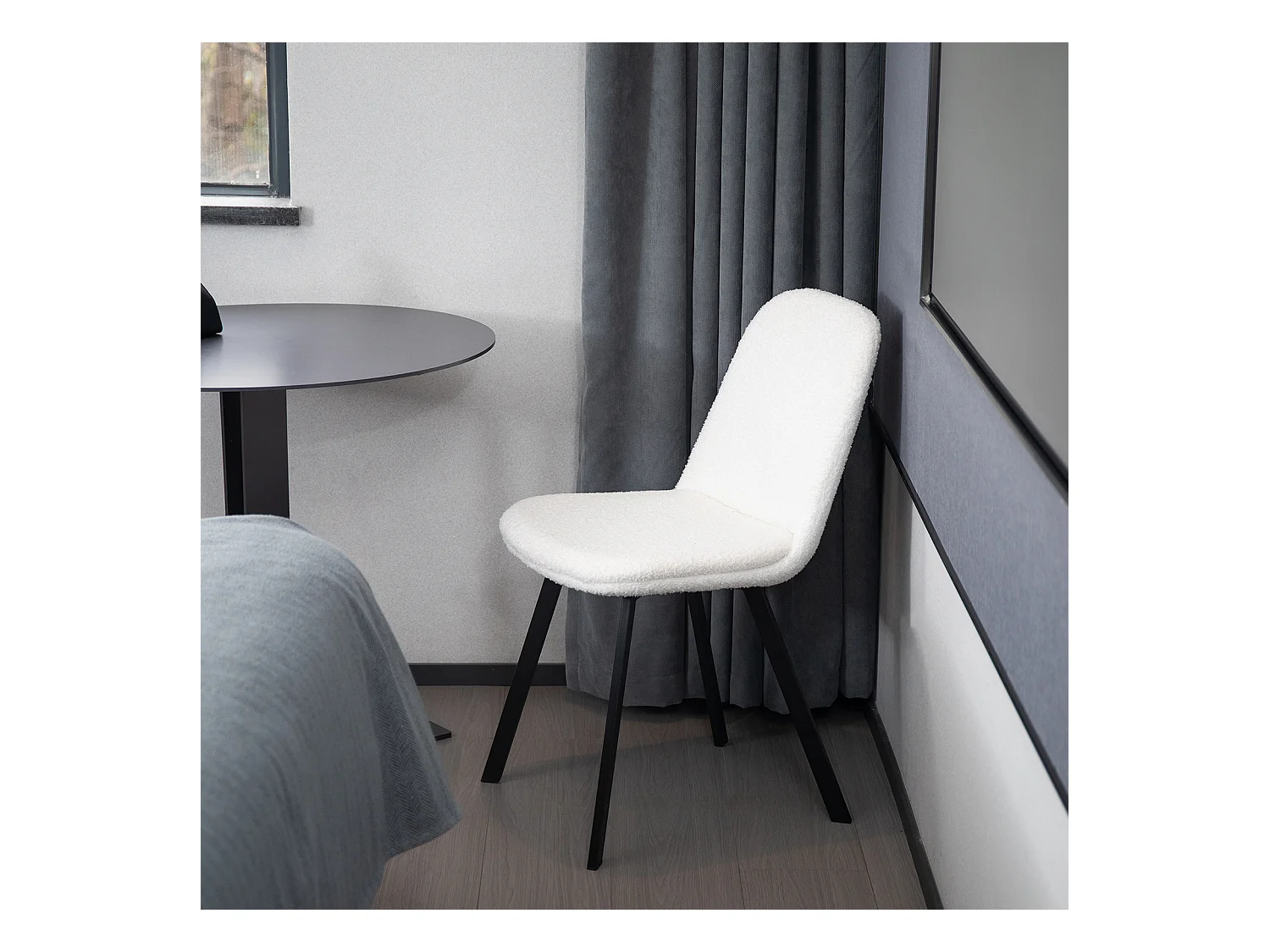 Chaise salle à manger Teddy-Fleece douce rembourrée struttura métal stabile beige