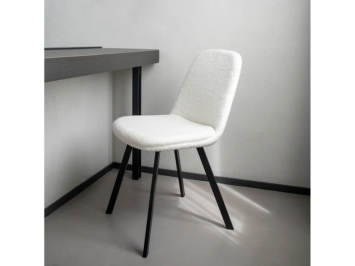 Chaise salle à manger Teddy-Fleece douce rembourrée struttura métal stabile beige